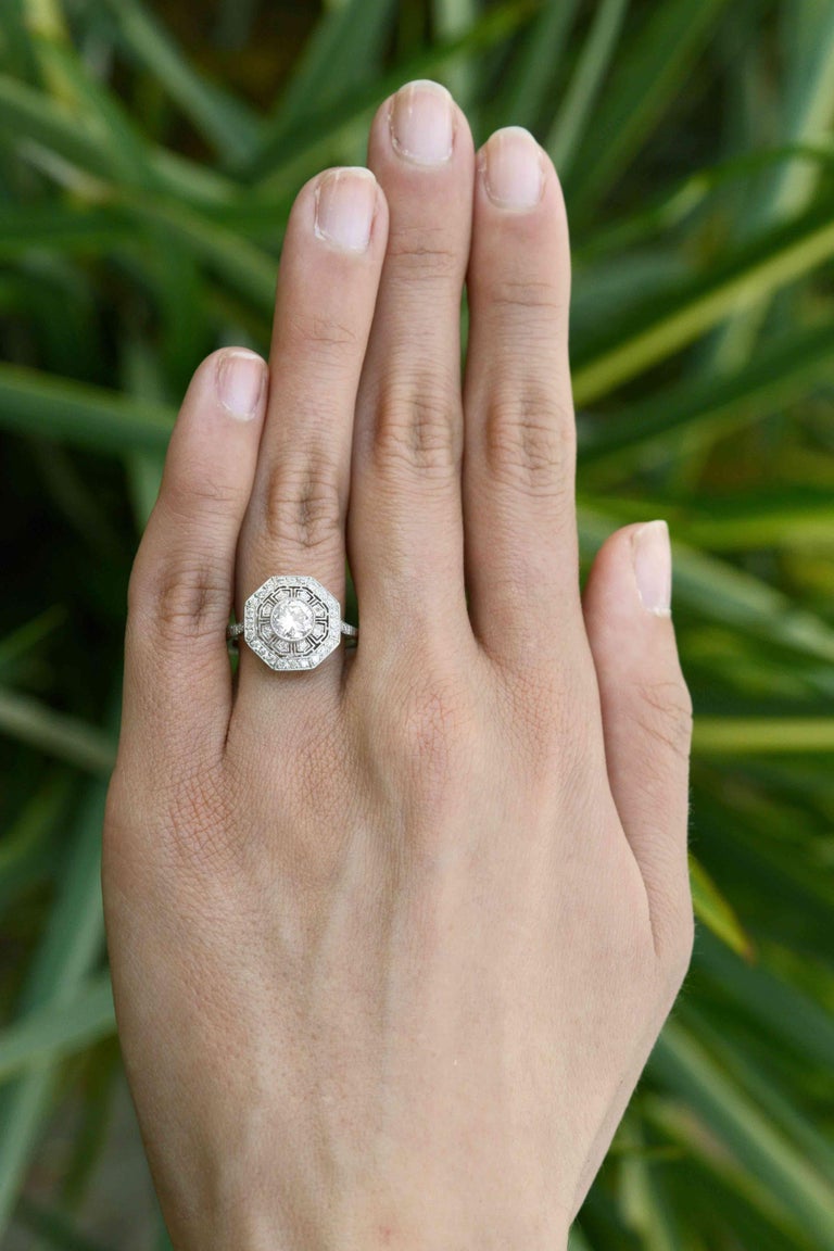 Platinum Art Deco Style Diamond Filigree Engagement Ring Greek Key ...