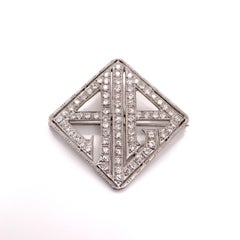 Platinum Art Deco Diamond Monogram A.L.A. Brooch