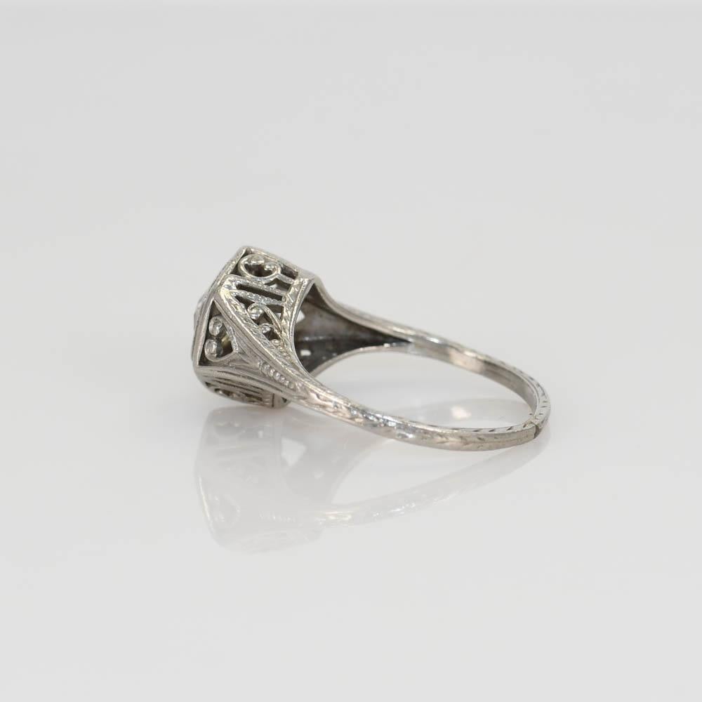 Platin Art Deco Diamantring 0,40ct (Alteuropäischer Schliff) im Angebot