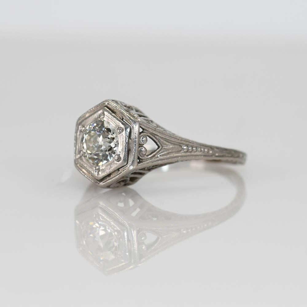Platin Art Deco Diamantring 0,40ct im Zustand „Hervorragend“ im Angebot in Laguna Beach, CA