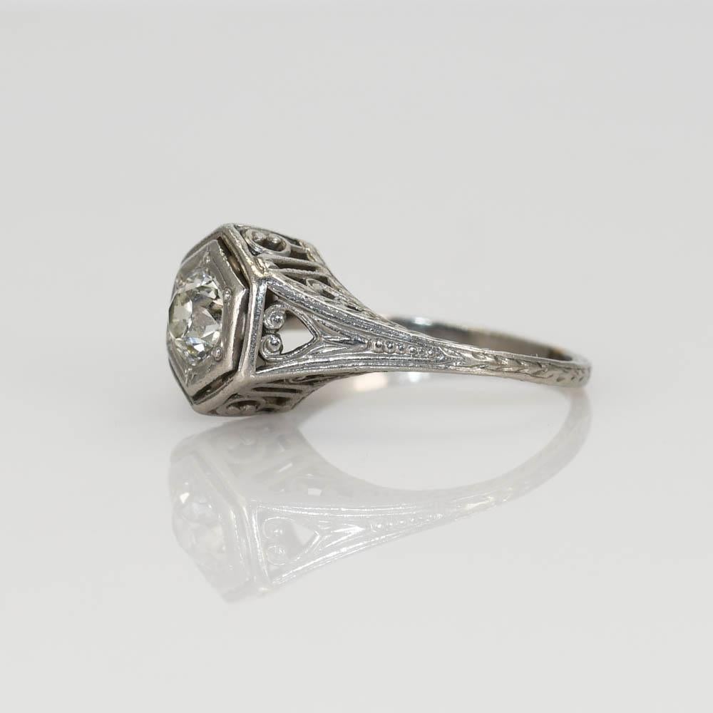 Platin Art Deco Diamantring 0,40ct im Angebot 1