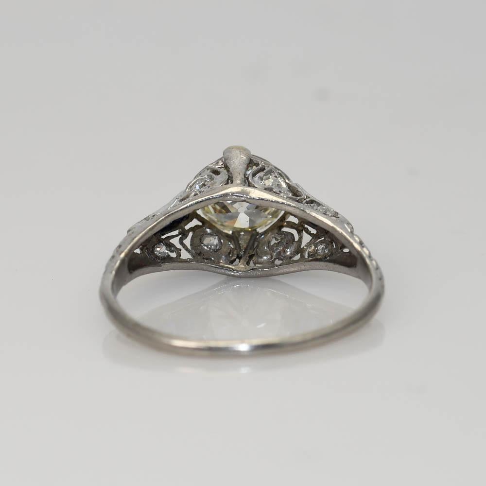 Femenino o masculino Anillo de diamantes Art Decó de platino 1,00 ct en venta