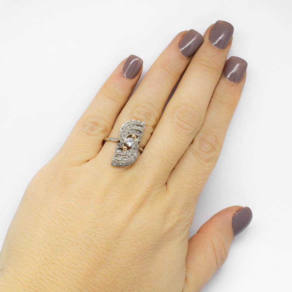 Platinum Art Deco Diamond Ring For Sale 2