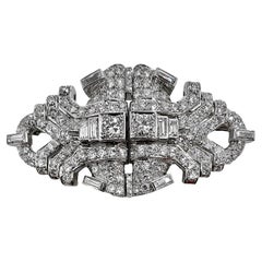 Platinum Art-Deco Double Dress Clips with Approximately 10ct of Fine Diamonds