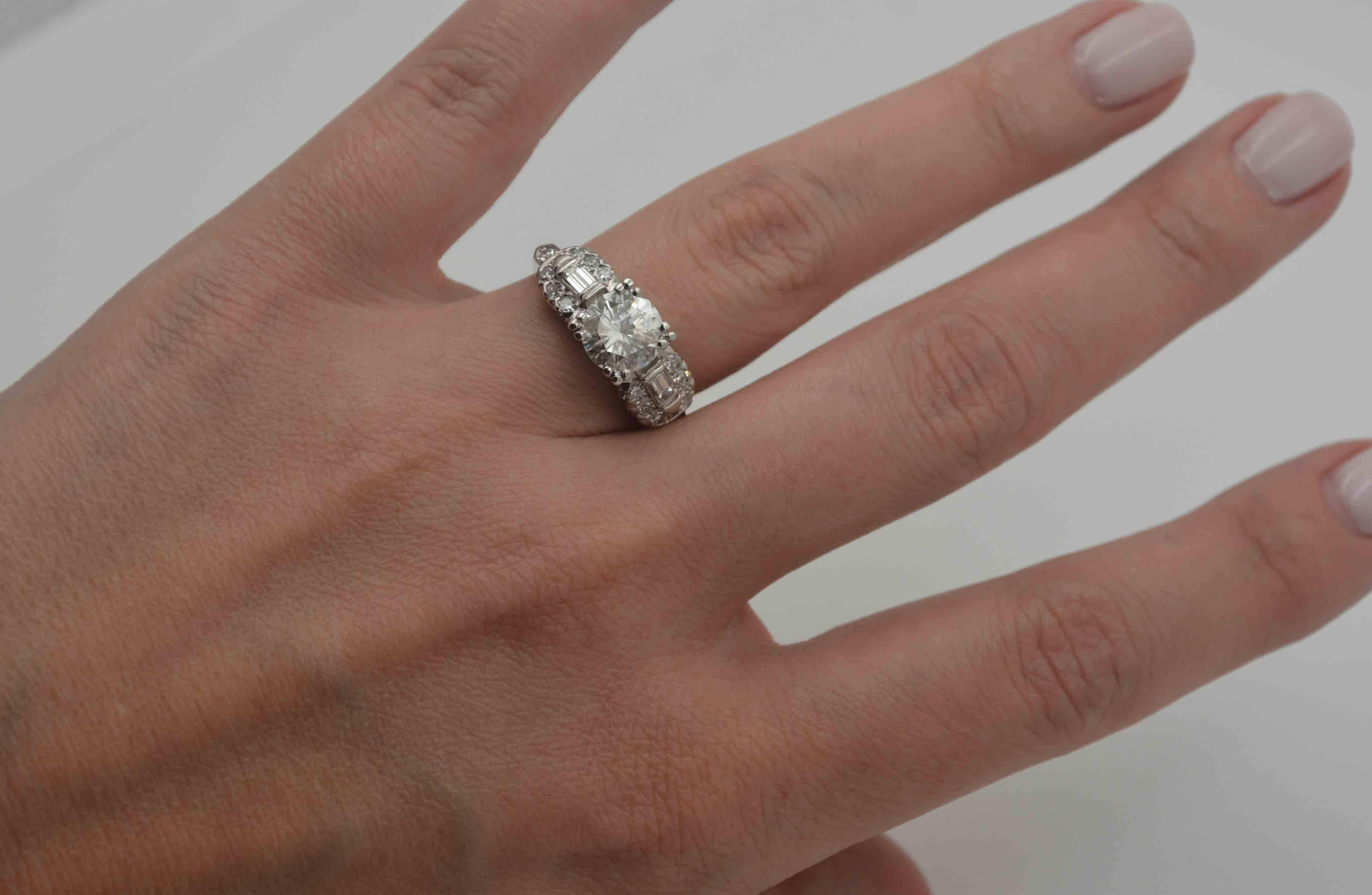 Art Deco Diamond Platinum  Engagement Ring  4