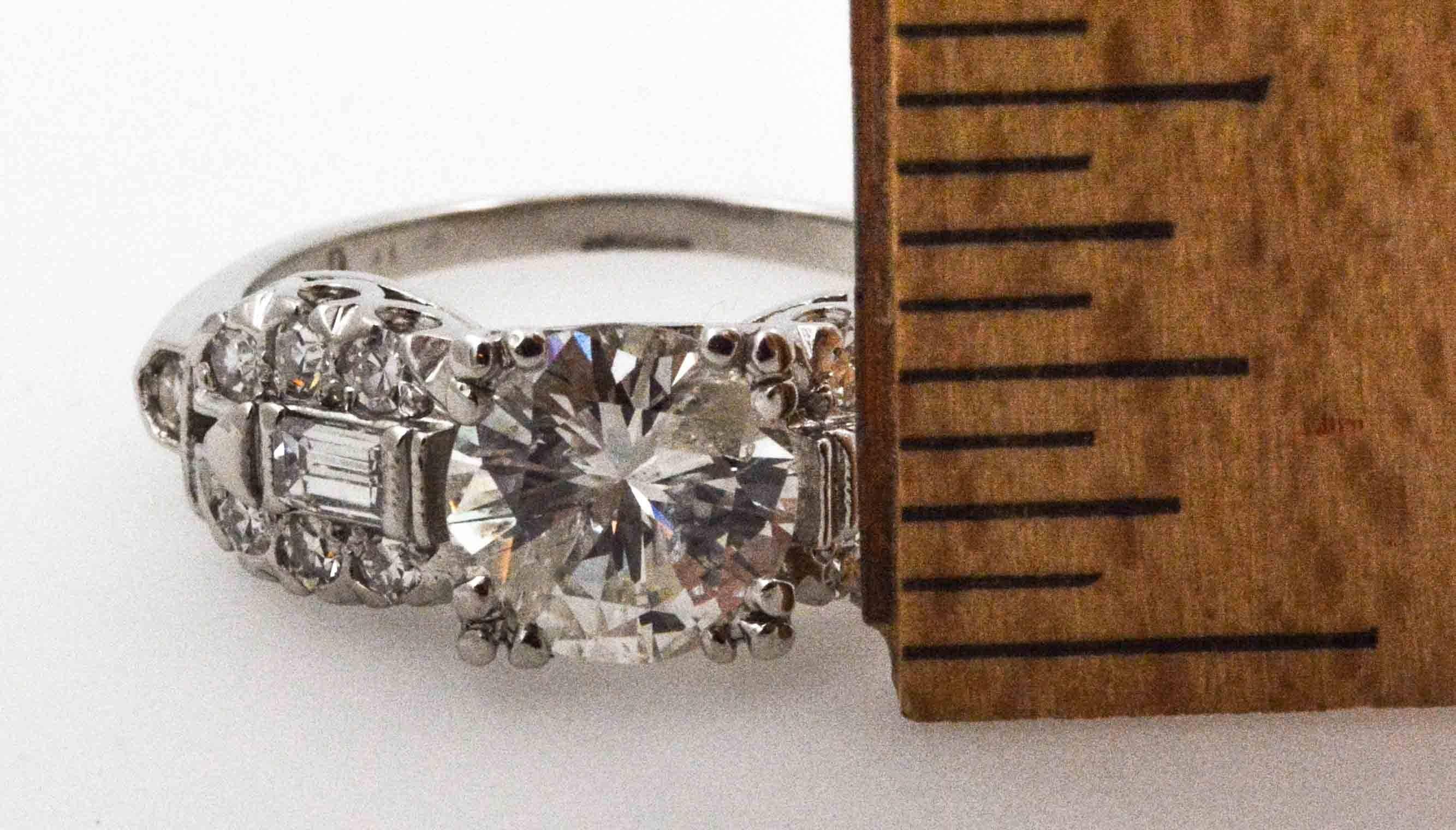 Art Deco Diamond Platinum  Engagement Ring  2