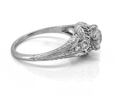 Platinum Art Deco Engagement Ring .71 Carat Diamond, GIA Certificate