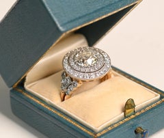 Halo Diamond Ring. GIA 2ct Old European Cut Diamond Engagement Ring Platinum