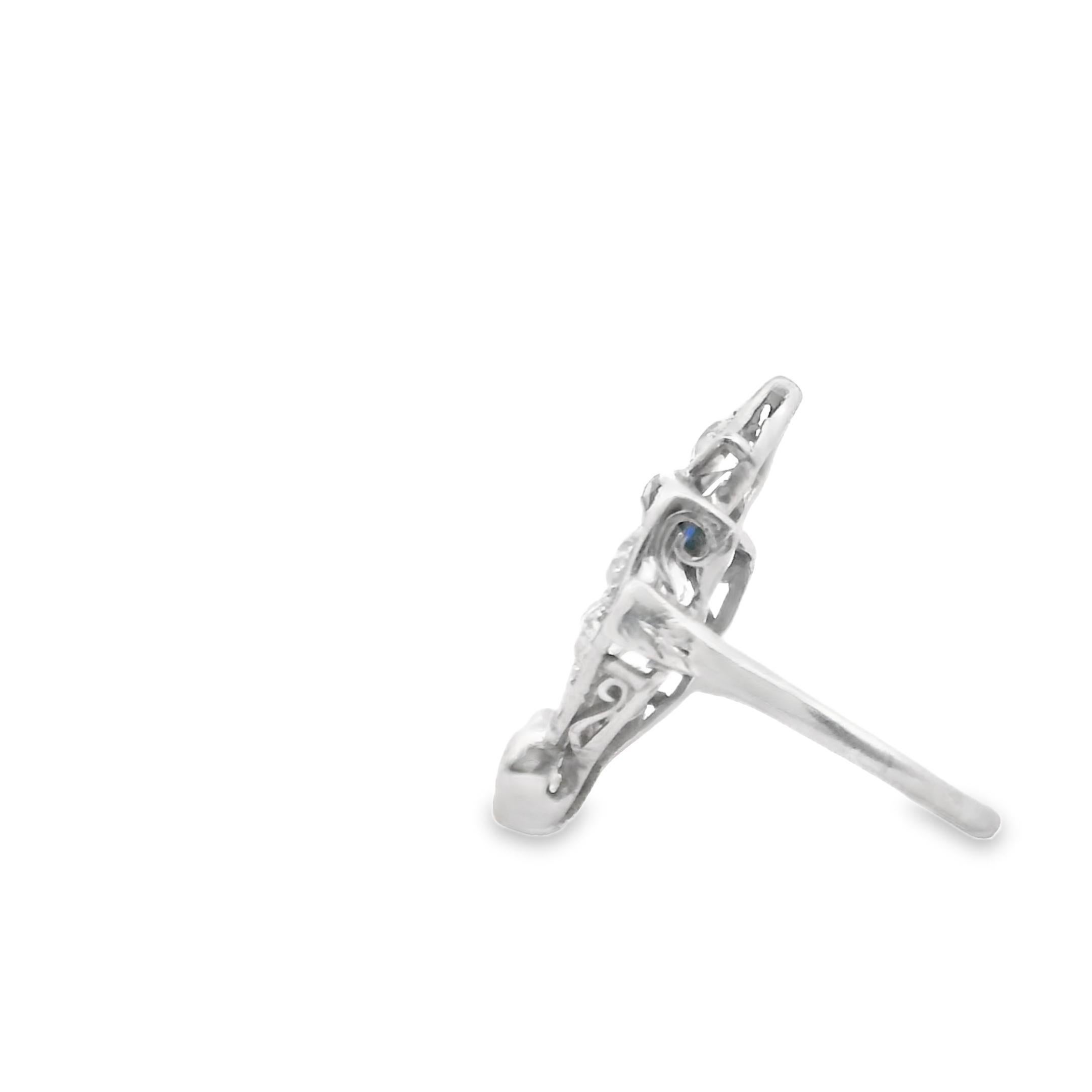 Art Déco Anello a ventaglio in platino Art Deco con diamanti e zaffiri, anni '30