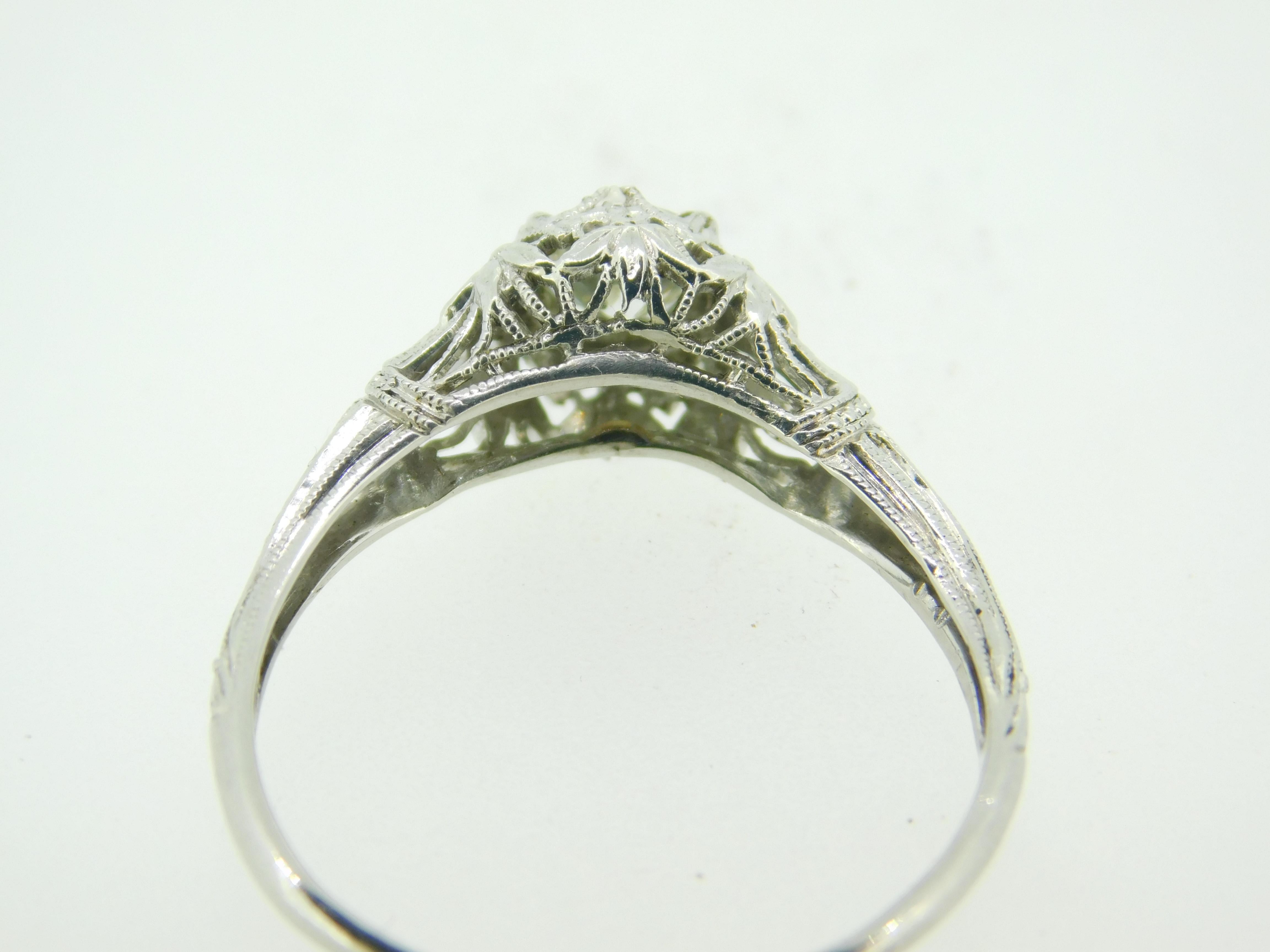 Round Cut Platinum Art Deco Filigree .37ct Genuine Natural Diamond Ring '#J4249'