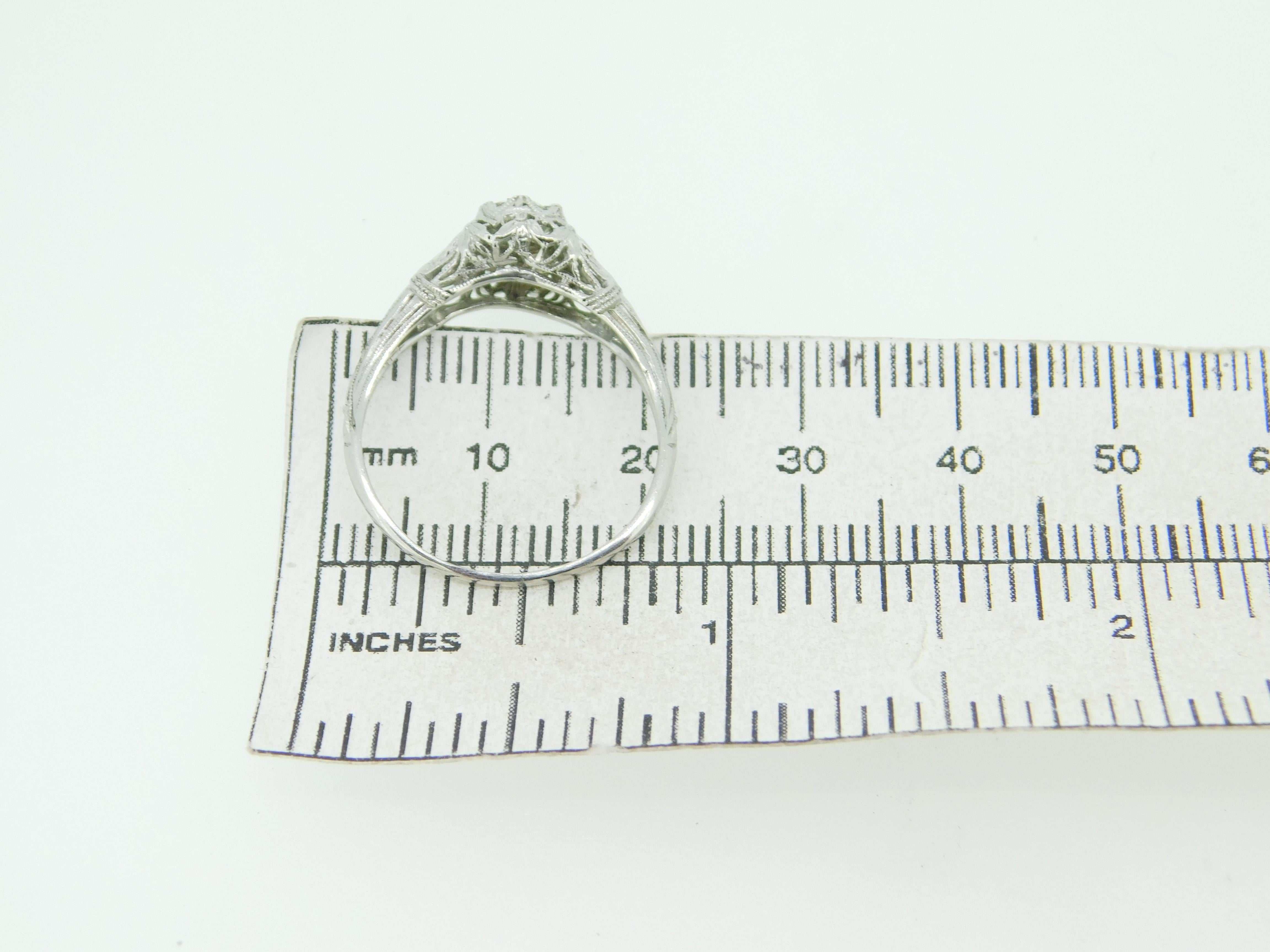Platinum Art Deco Filigree .37ct Genuine Natural Diamond Ring '#J4249' 2
