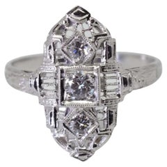 Platinum Art Deco Filigree Diamond Ring