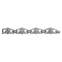 Platinum Art Deco Fine White Diamond Bracelet with Fan Motif Design approx. 12ct