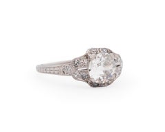 Platinum Art Deco GIA 1.04 Carat Old European Brilliant Diamond Engagement Ring