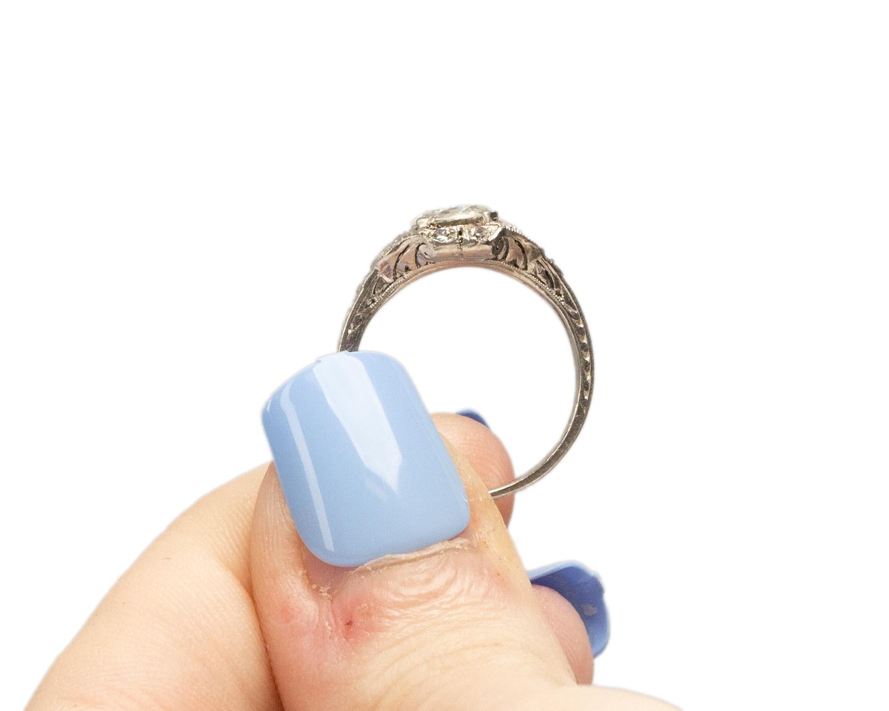 Platinum Art Deco GIA 1.04 Carat Old European Brilliant Diamond Engagement Ring For Sale 3