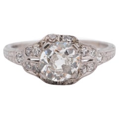 Platinum Art Deco GIA 1.04 Carat Old European Brilliant Diamond Engagement Ring