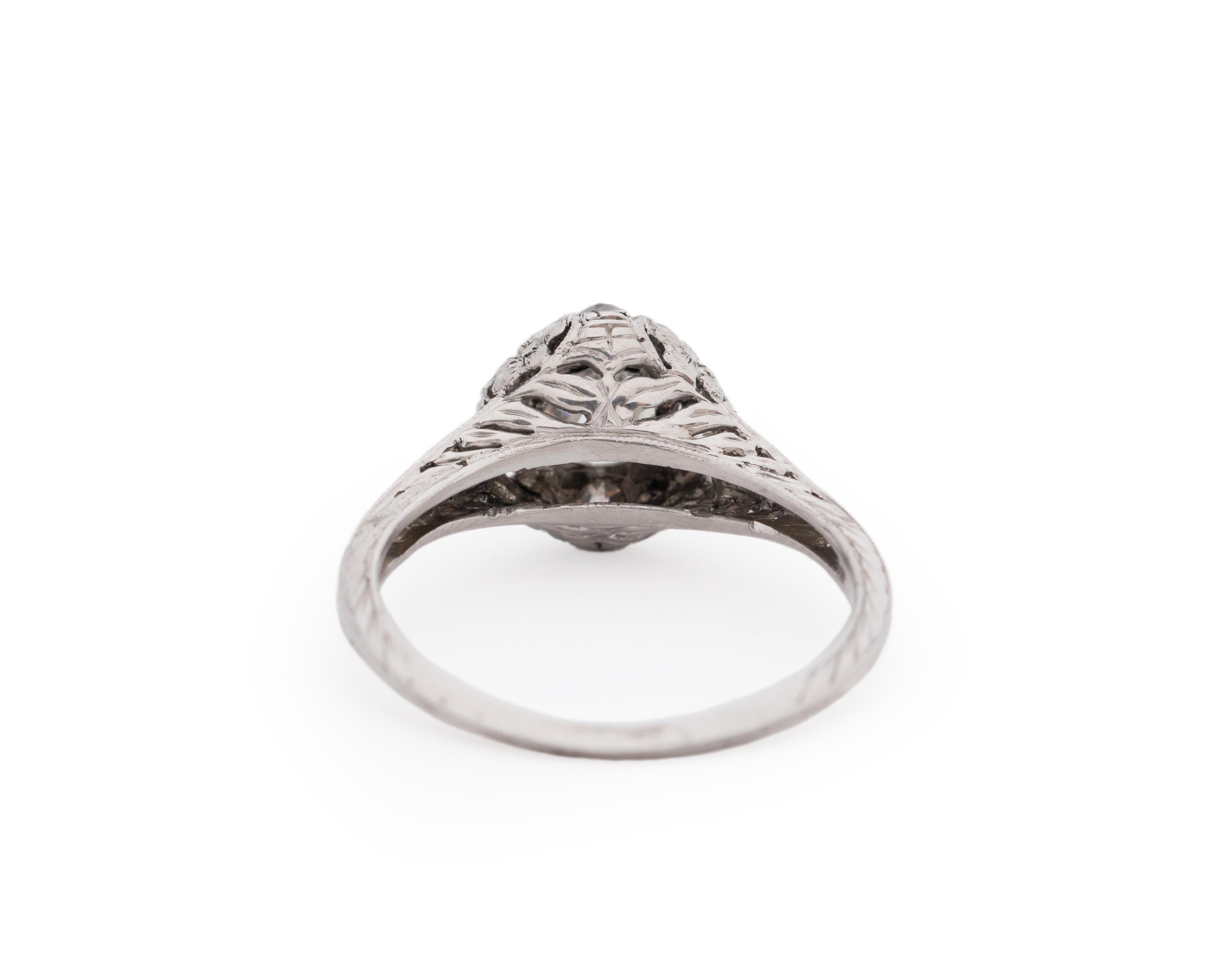 Platinum Art Deco GIA .68 Carat Old European Diamond Engagement Ring In Good Condition For Sale In Atlanta, GA