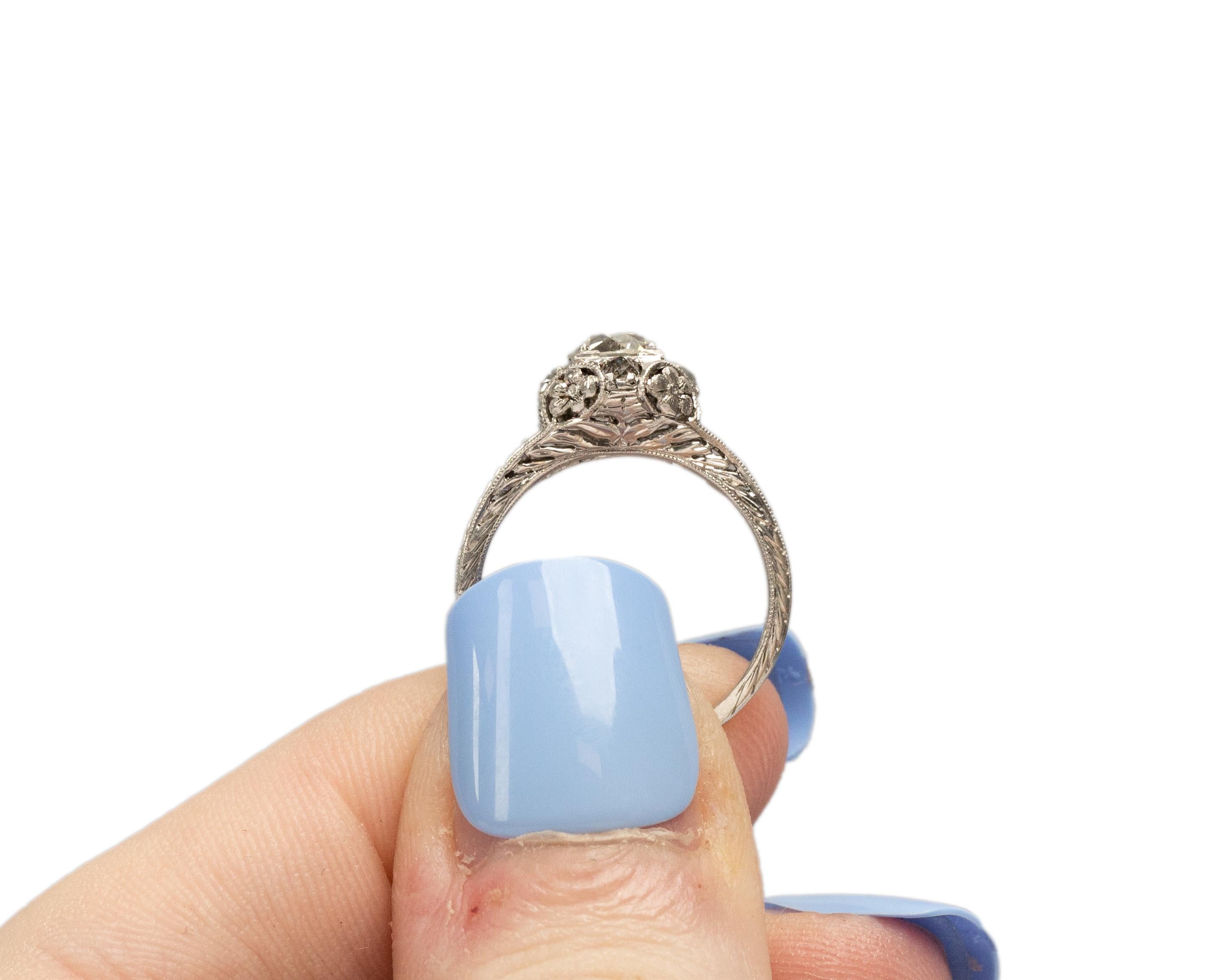 Platinum Art Deco GIA .68 Carat Old European Diamond Engagement Ring For Sale 3