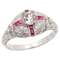 Platinum Art Deco-inspired 0.53 carats of Old -European cut dome ring