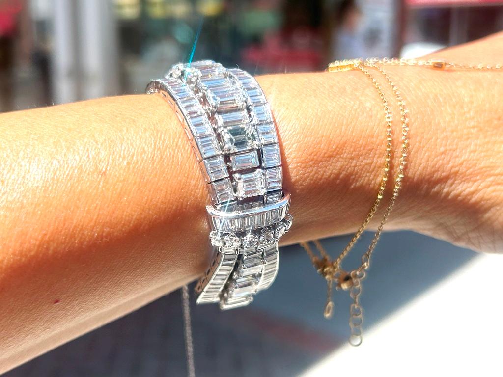De las mujeres Pulsera de diamantes talla mixta Art-Deco de platino Apx. 35,00 Quilates en venta