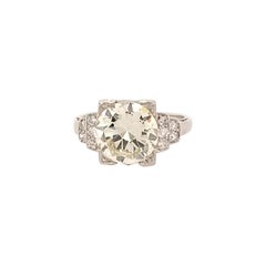 Platinum Art Deco Mounting with 3.28 Carat Diamond Engagement Ring
