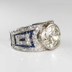 Platin Art Deco Old Euro Cut Diamantring 2,75 Karat
