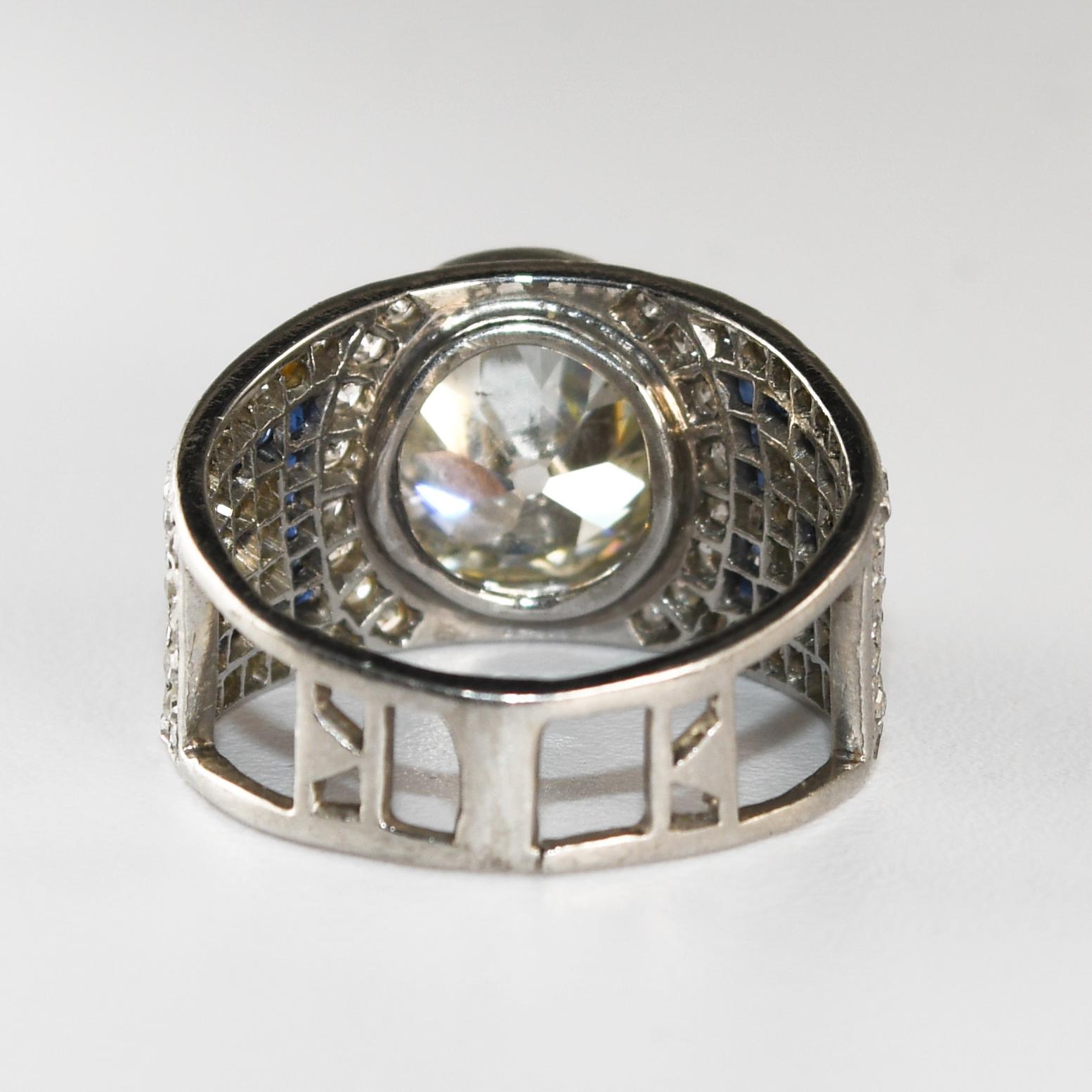 Anello in platino Art Deco con diamante vecchio taglio euro da 2,75 carati In condizioni ottime in vendita a Laguna Beach, CA