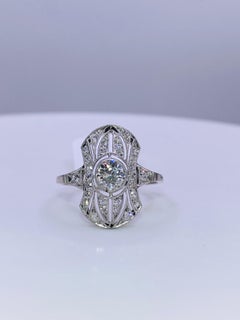 Art Deco .52 Carat Old European Cut Diamond and Platinum Ring