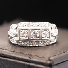 Platinum Art Deco Old European Diamond Engagement Ring