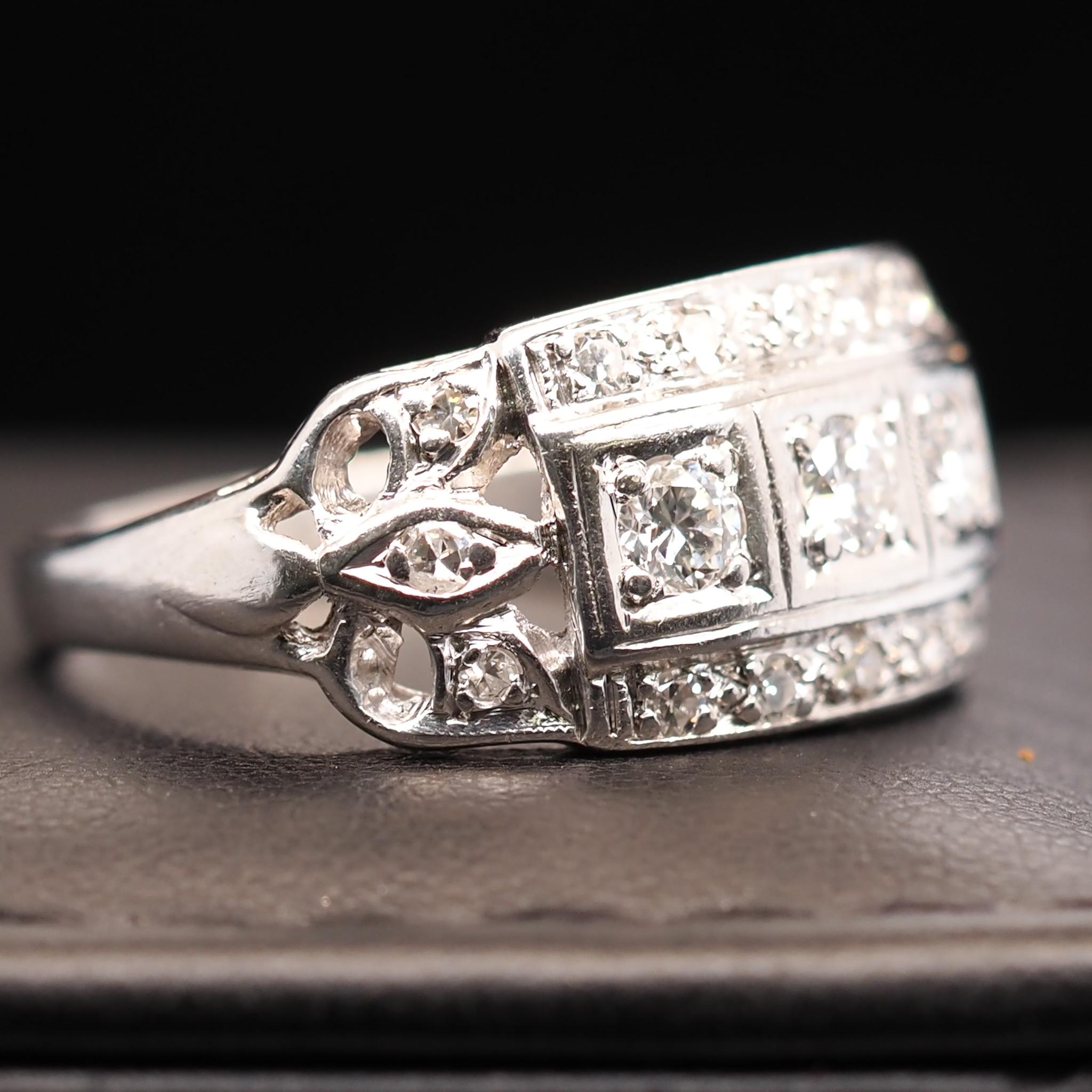 Old European Cut Platinum Art Deco Old European Diamond Engagement Ring For Sale