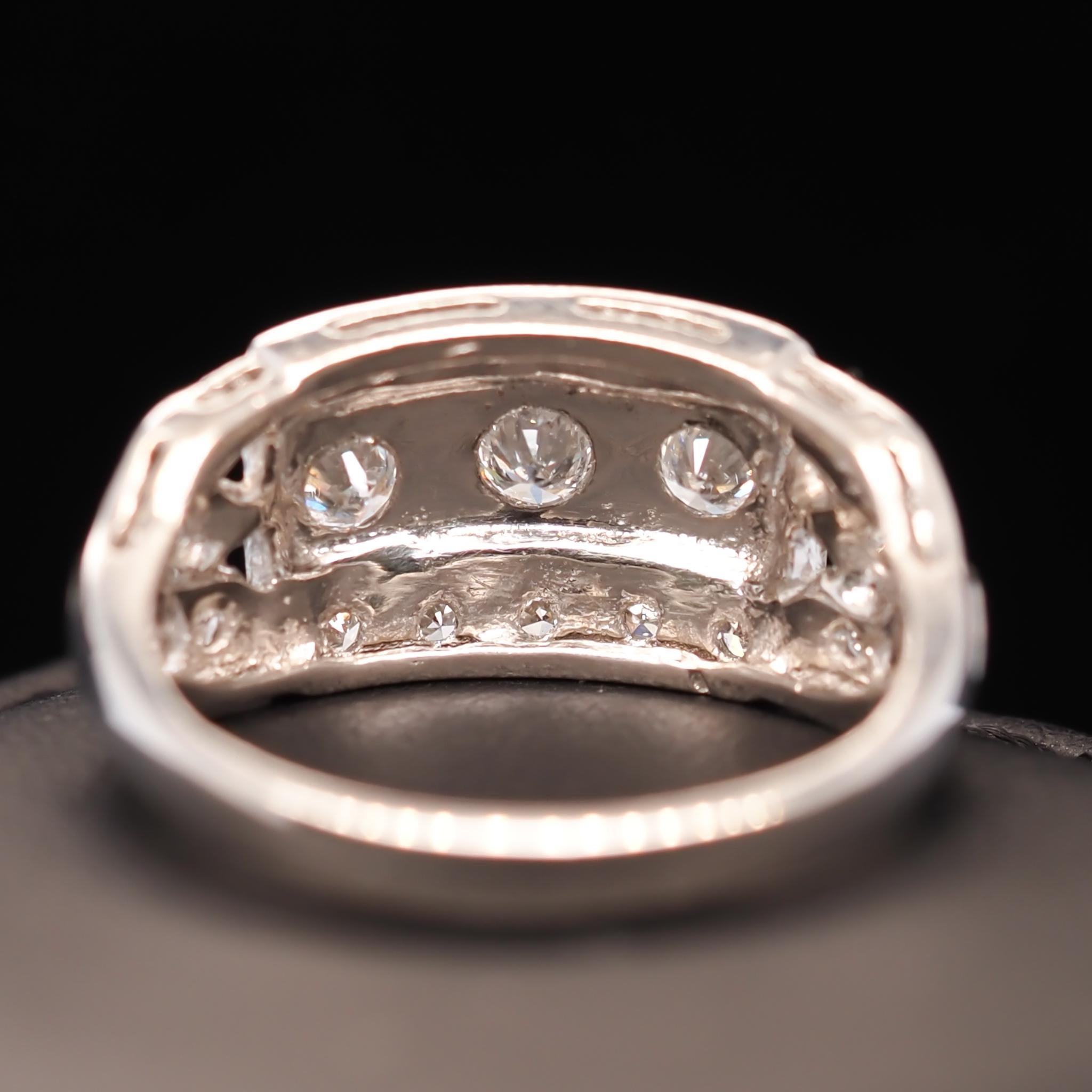 Women's or Men's Platinum Art Deco Old European Diamond Engagement Ring For Sale