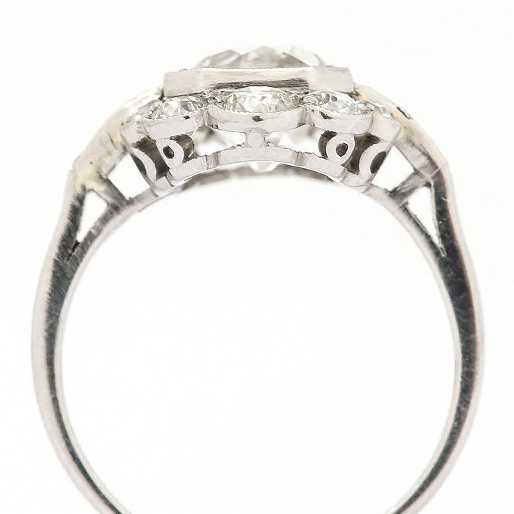 2.55 Carat Old Mine Cut Platinum Diamond Cluster Art Deco Engagement Ring c.1920 5