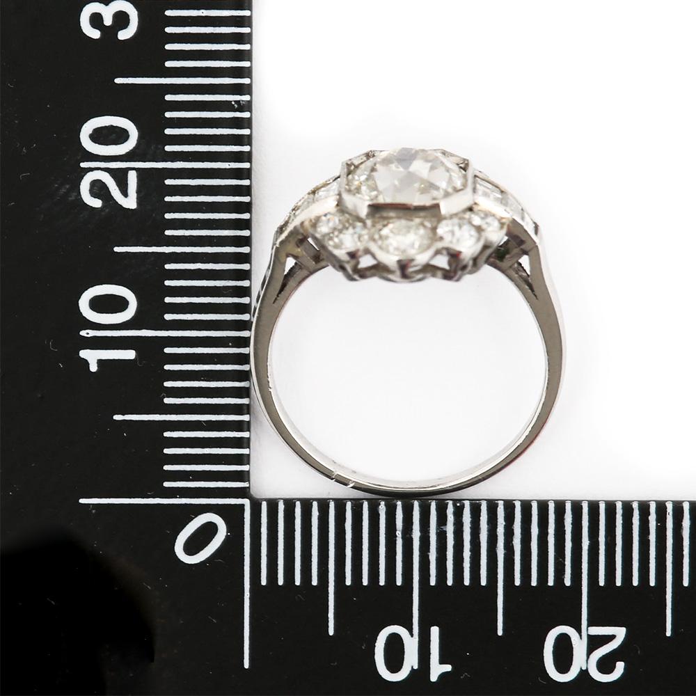 2.55 Carat Old Mine Cut Platinum Diamond Cluster Art Deco Engagement Ring c.1920 10