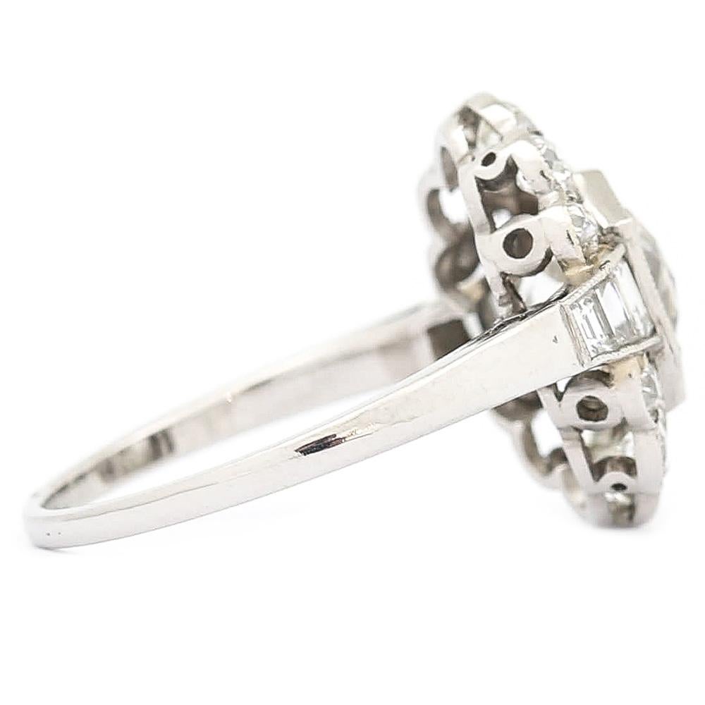 2.55 Carat Old Mine Cut Platinum Diamond Cluster Art Deco Engagement Ring c.1920 2