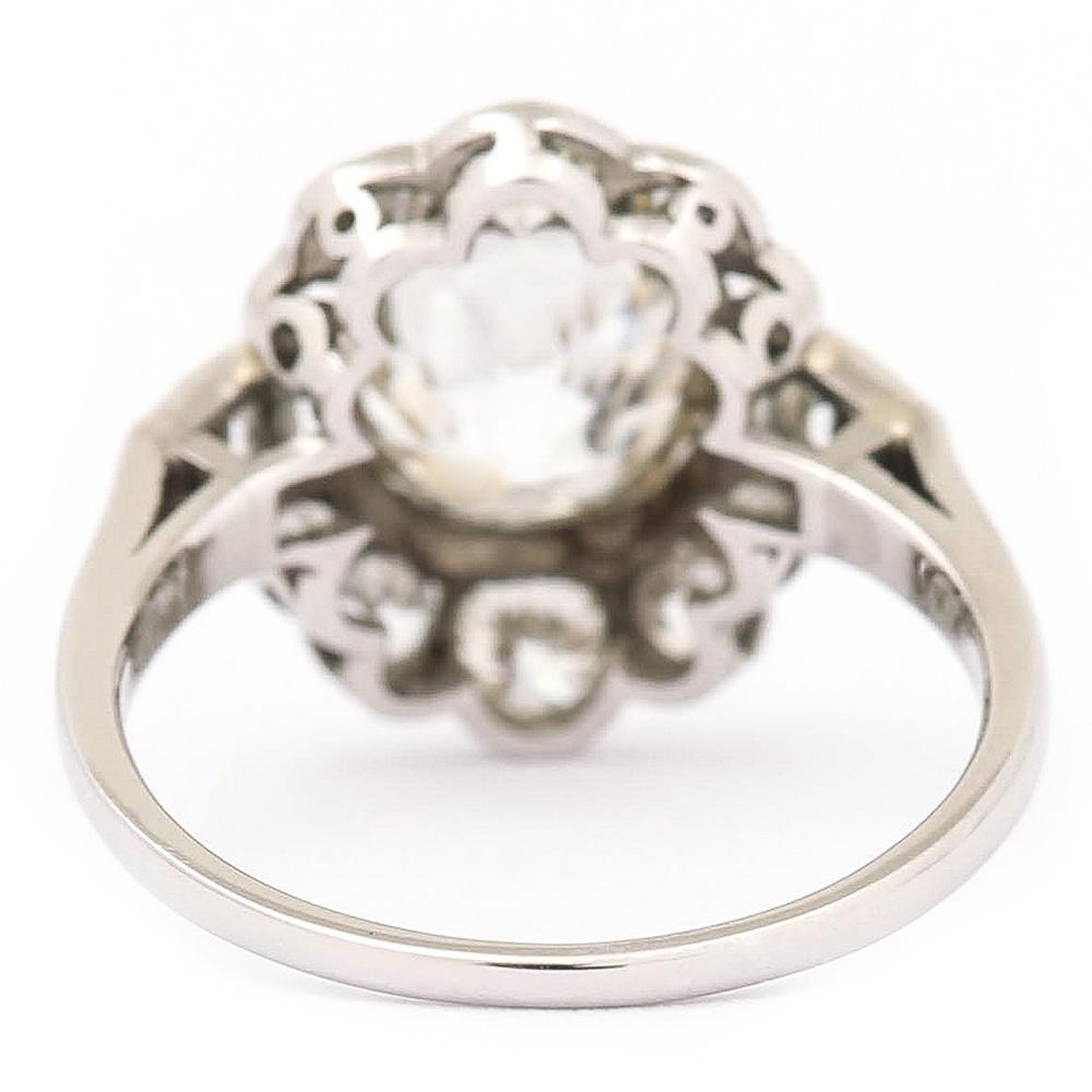 2.55 Carat Old Mine Cut Platinum Diamond Cluster Art Deco Engagement Ring c.1920 4
