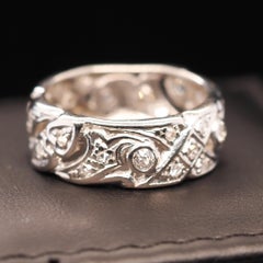 Platinum Art Deco Ornate Diamond Eternity Wedding Band