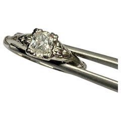 Platinum Art Deco Oval .40ct F Si1 Old Mine Cut Diamond Ring