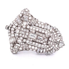 Platinum Art Deco Pendant, Watch, and Brooch with 6.50 TCW Mixed Cut Diamonds