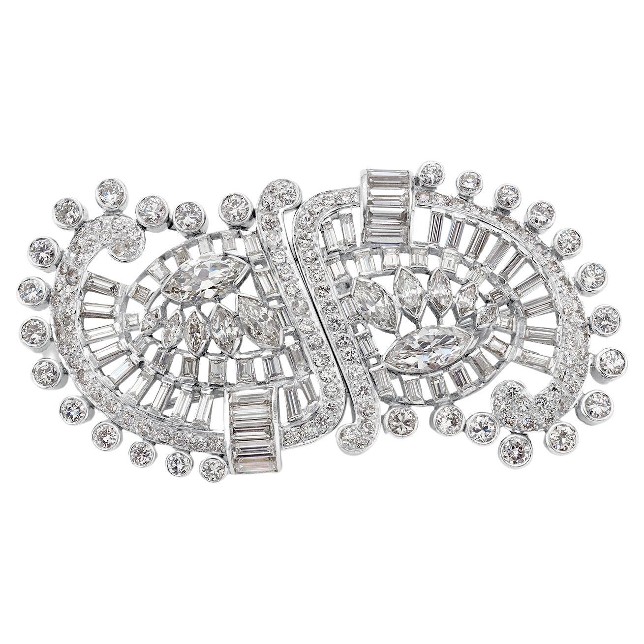 Platinum Art Deco Pin/Brooch with ~7.50 CTW of Diamonds For Sale
