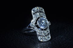 Platinum Art Deco Ring Set with 1.63 Carat Diamond and 0.80 Carat in Mounting