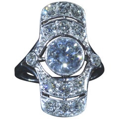 Retro Platinum Art Deco Ring Set with 1.63 Carat Diamond and 0.80 Carat in Mounting