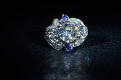Platinum Art Deco Ring Set with 2.50 Carat Center, 1.50 Carat in Mounting
