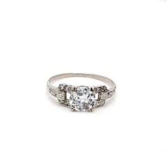 Platinum Art Deco Ring with 1.33ct Round & Circular Diamonds Size 6 E SI2 GIA