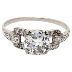 Platinum Art Deco Ring with 1.33ct Round & Circular Diamonds Size 6 E SI2 GIA