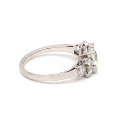 Platinum Art Deco Ring with 1.46 Ct Round Marquis & Circular Diamonds I-SI2 GIA