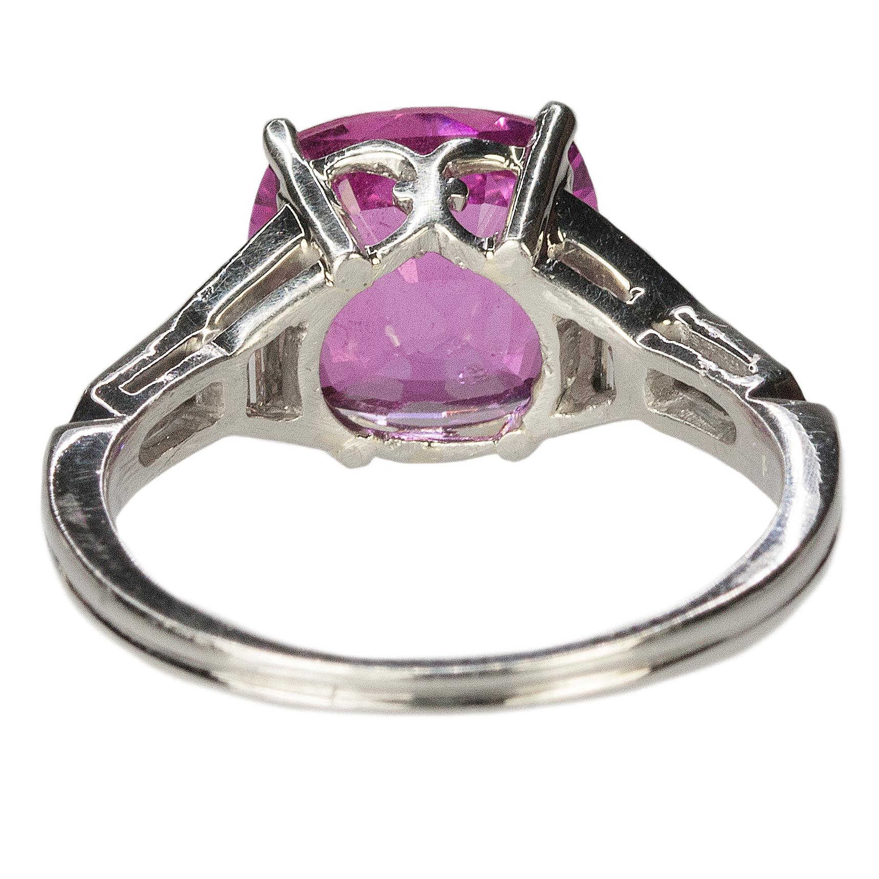 Platinum Art Deco Ring with Pink Sapphire 1