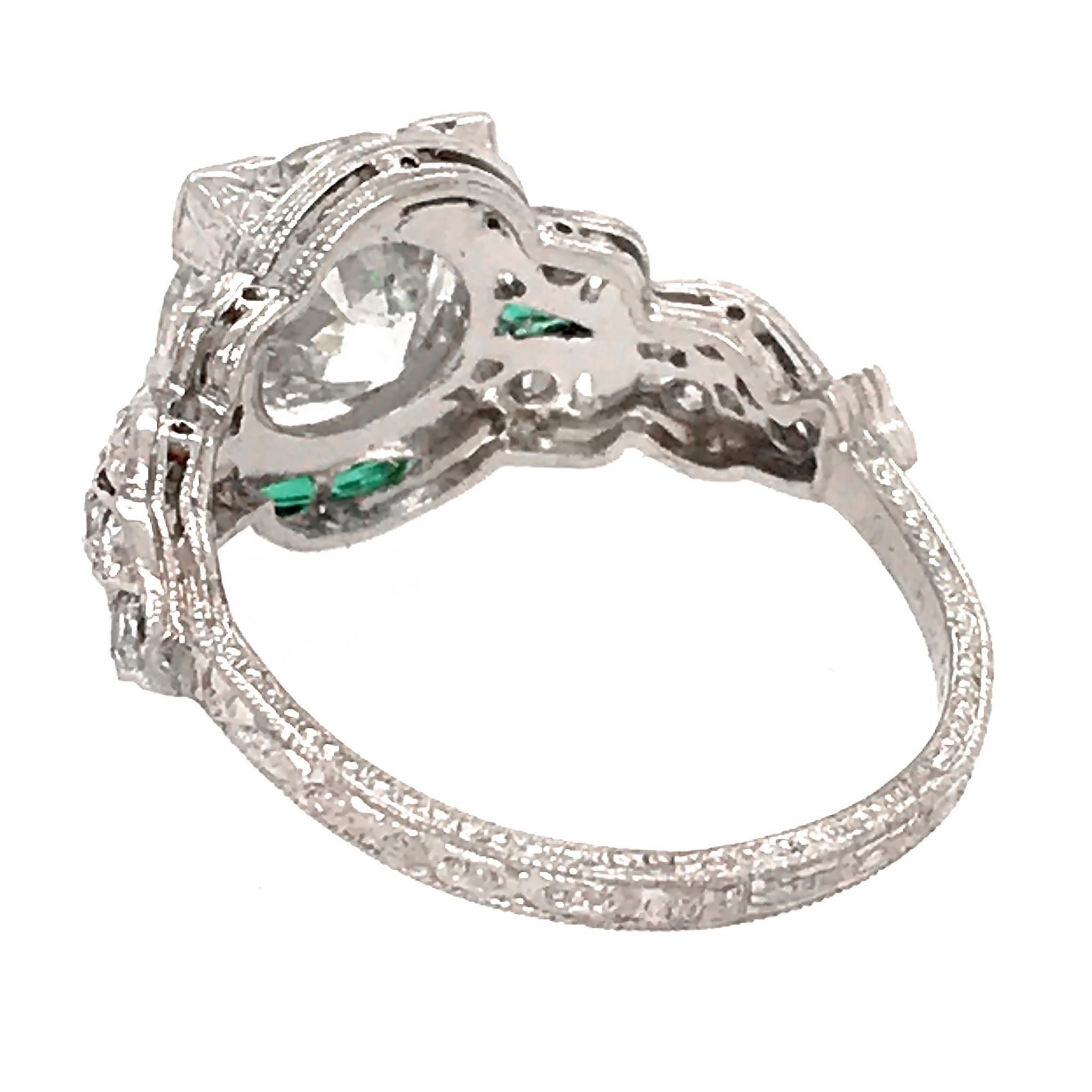 Women's Platinum Art Deco Round Diamond Engagement Ring