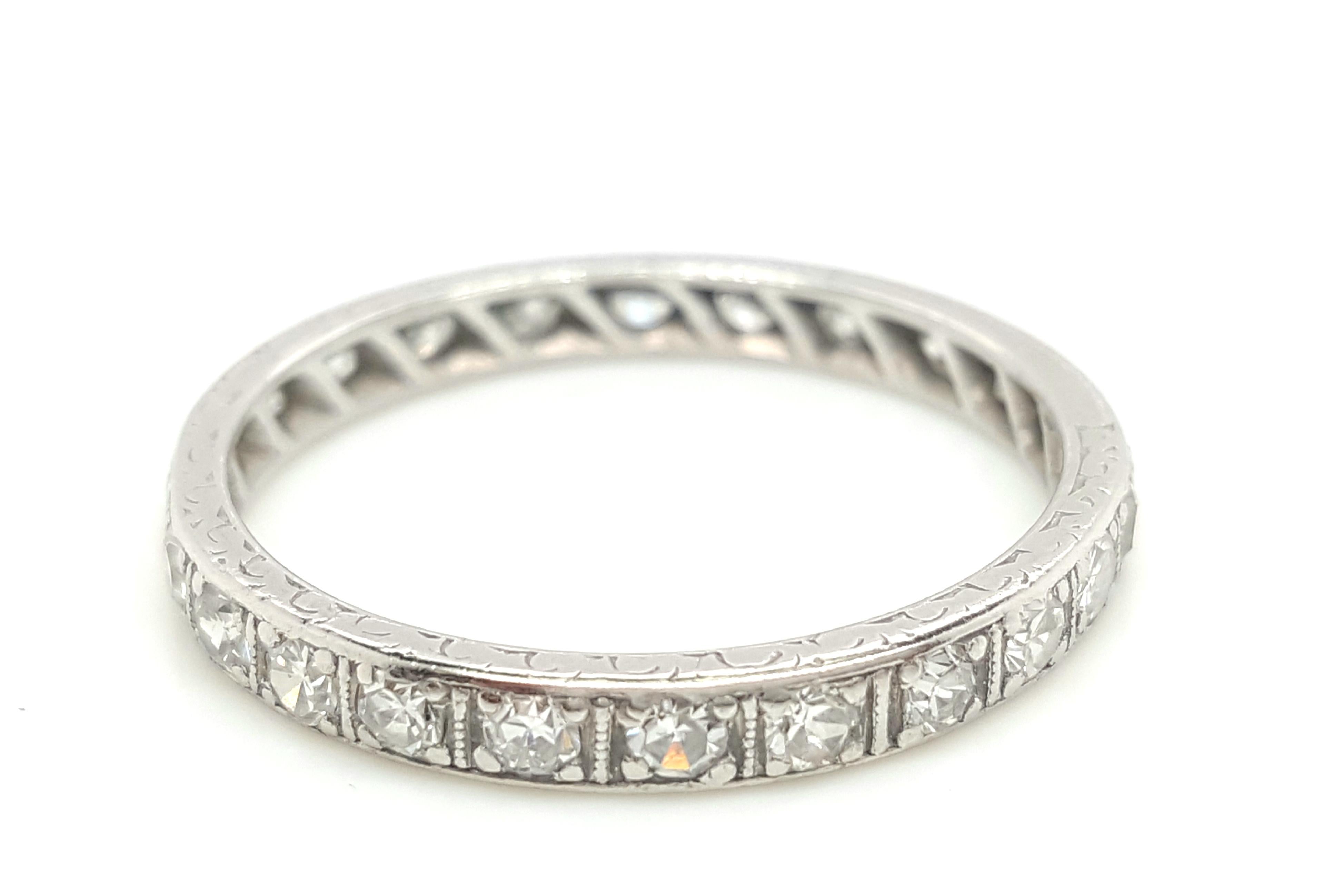 Round Cut Platinum Art Deco Round Diamond Eternity Band, circa 1920s