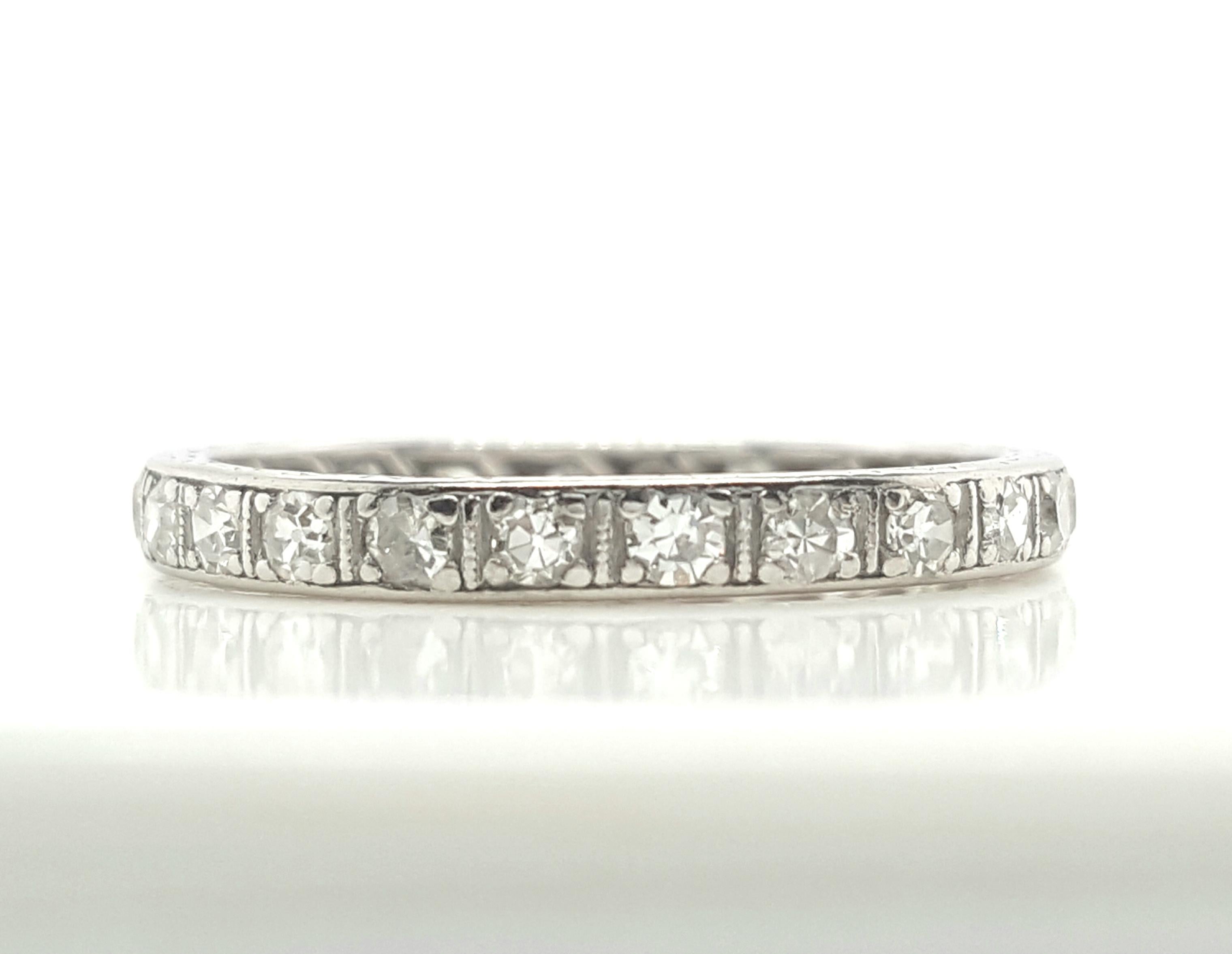 Platinum Art Deco Round Diamond Eternity Band, circa 1920s 1