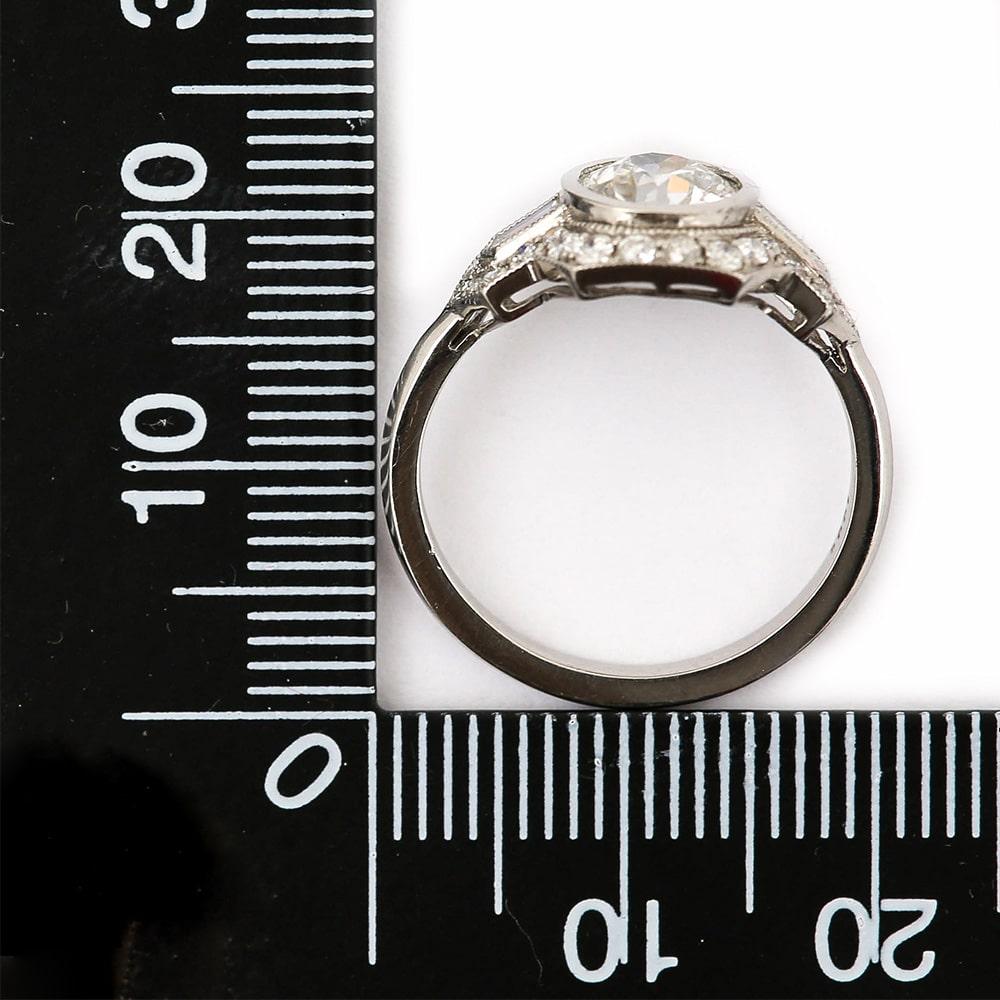 Platinum Round Old Mine Cut Diamond 1.19 Carat Cluster Engagement Ring 1
